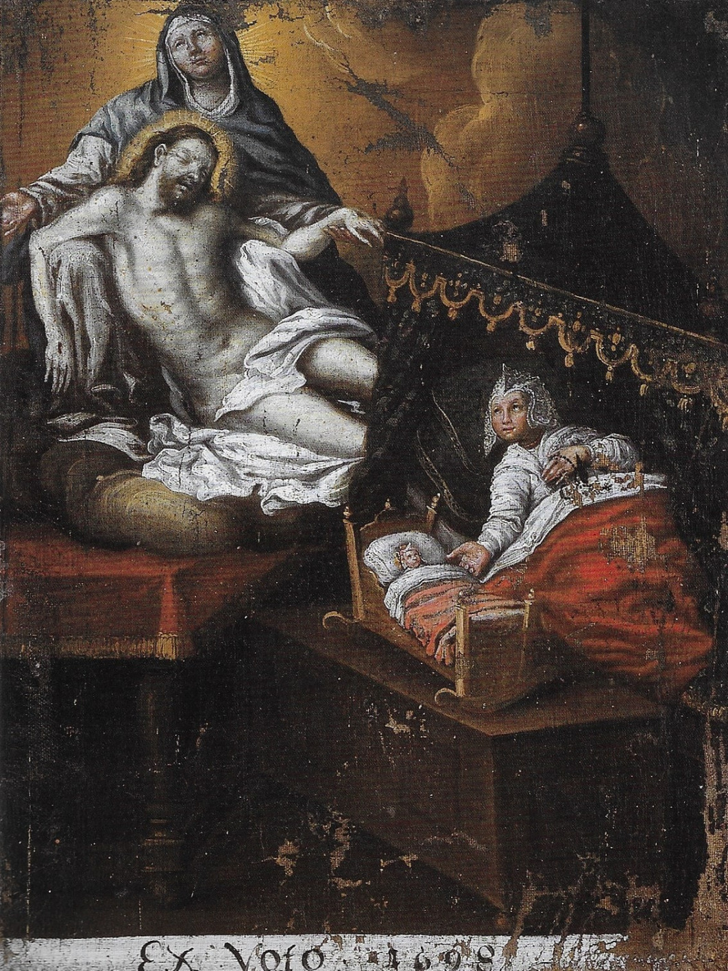 Ex-voto avec mobilier et costumes d'époque à l'Ermitage Longeborgne pèlerinage Valais